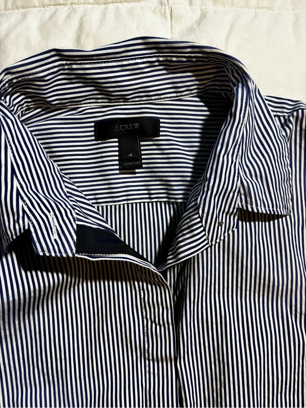 J. Crew Endless Blue White Stripe Button Front Shirt Blouse Size 4